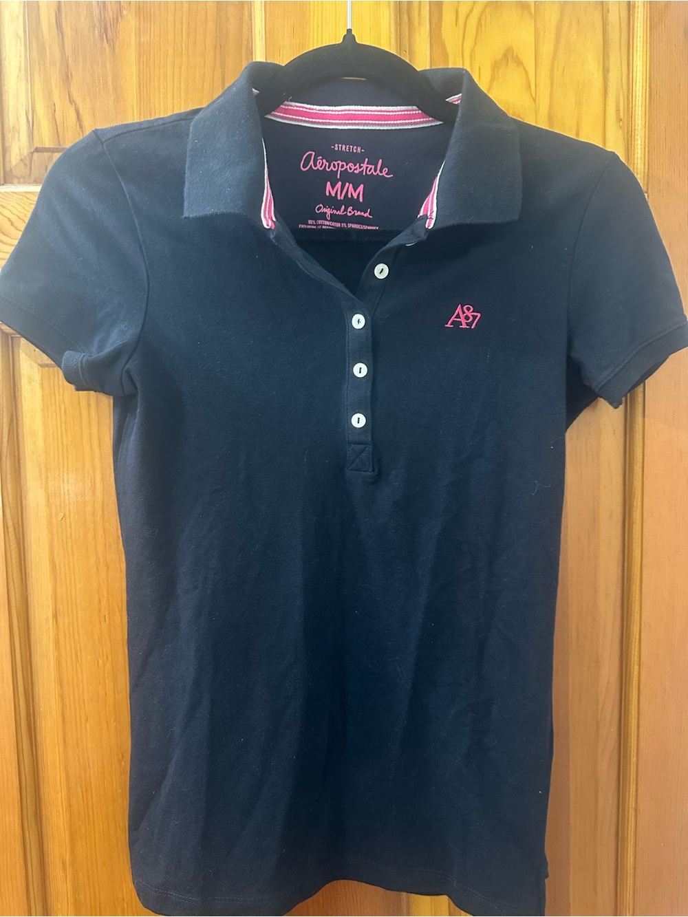 Aeropostale Black Polo with Pink Logo and Trim